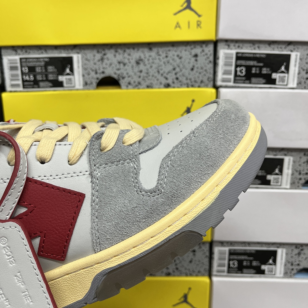 Off-White Out Of Office OOO Low Tops (Light Grey Red) - Image 10