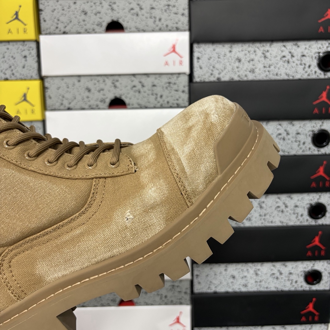 Balenciaga Combat Strike Boot Brown Cotton Canvas - Image 10