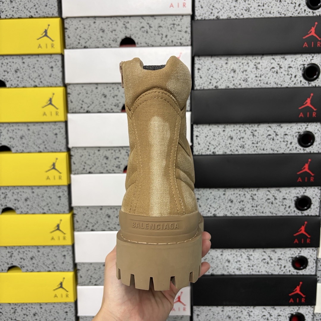 Balenciaga Combat Strike Boot Brown Cotton Canvas - Image 4