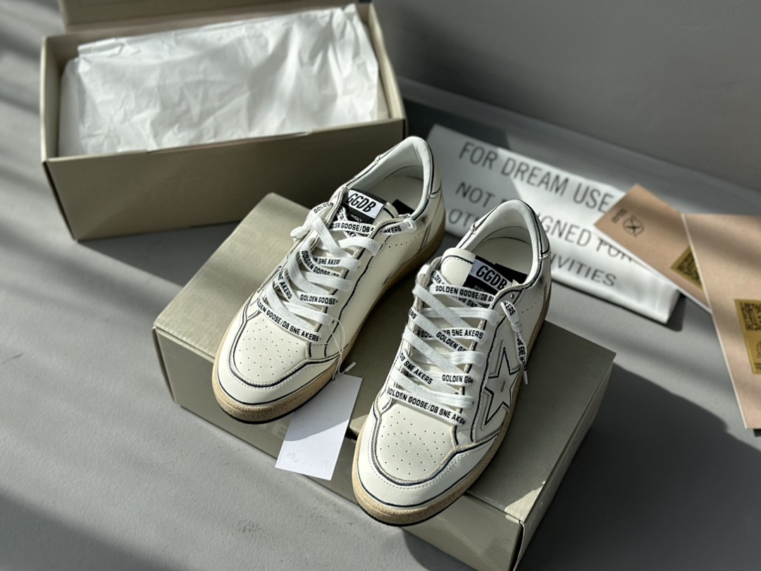 Golden Goose Deluxe Brand White Leather Blue Stitching - Image 4
