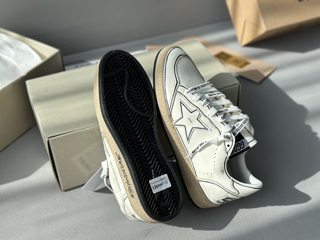 Golden Goose Deluxe Brand White Leather Blue Stitching - Image 2