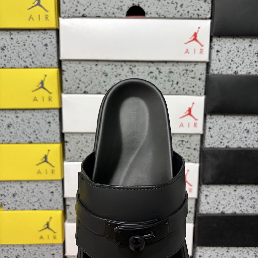 Hermes Chypre Sandal Black Leather Buckle - Image 8