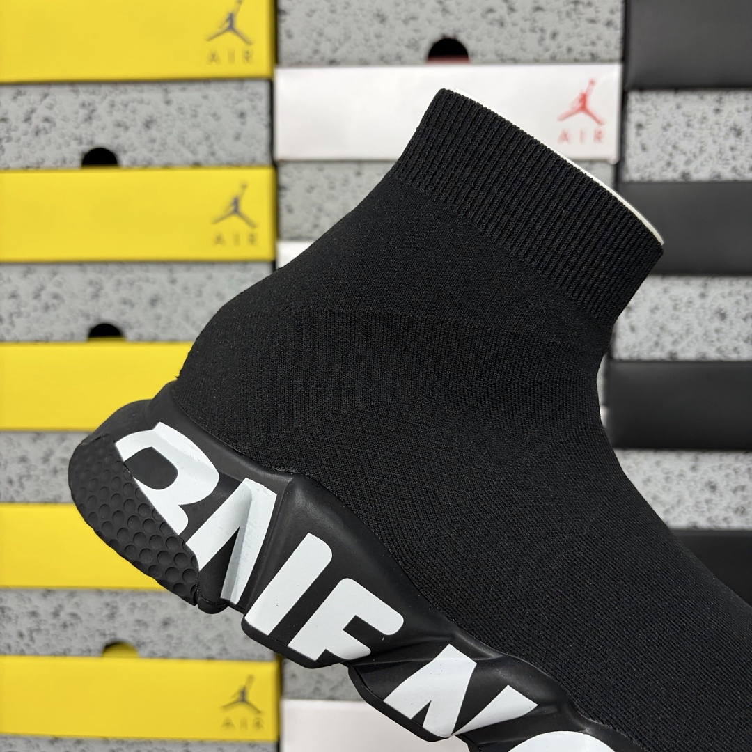 Balenciaga Speed Graffiti Trainers Black Socks - Image 4