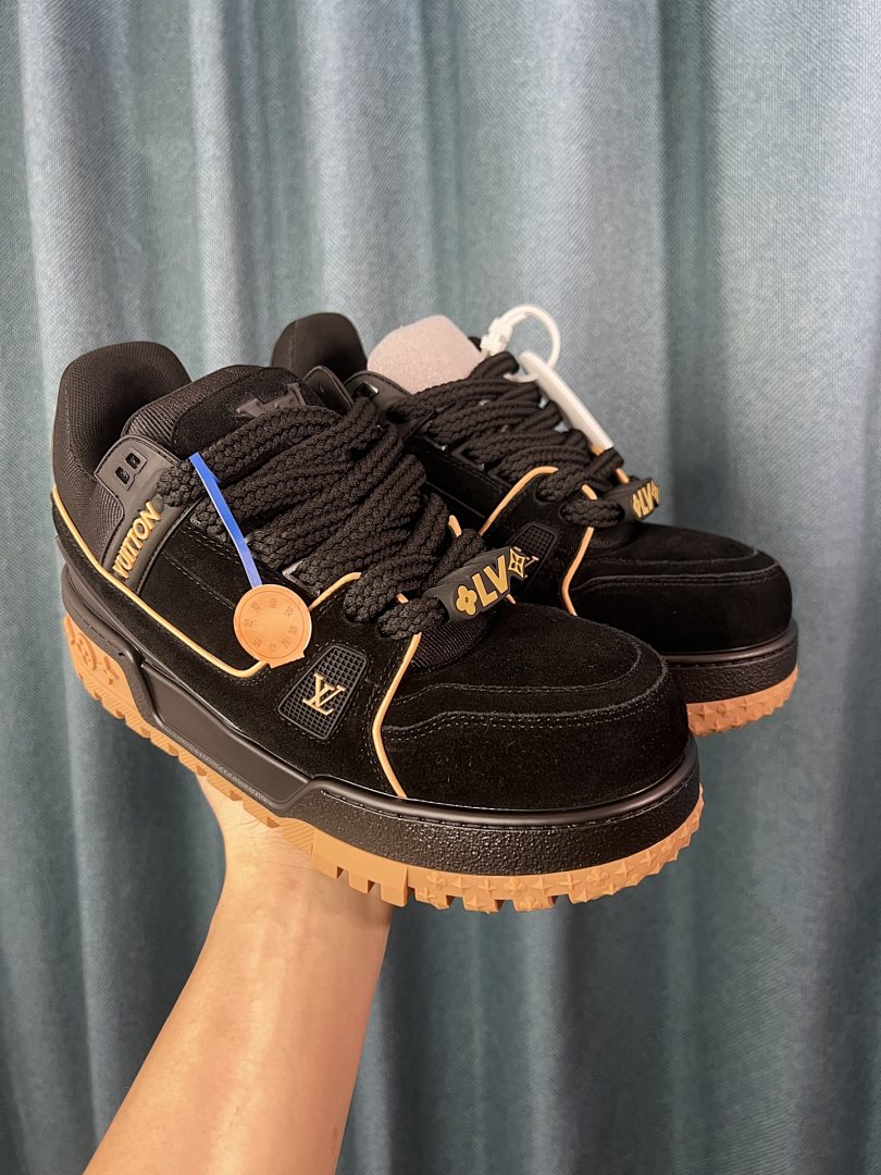 Louis Vuitton LV Trainer Maxi Black Brown Suede - Image 5