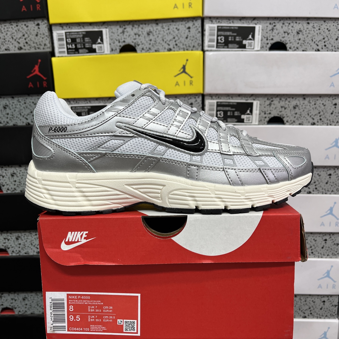 Nike P-6000 White Metallic Silver Flat Black CD6404-105 - Image 19