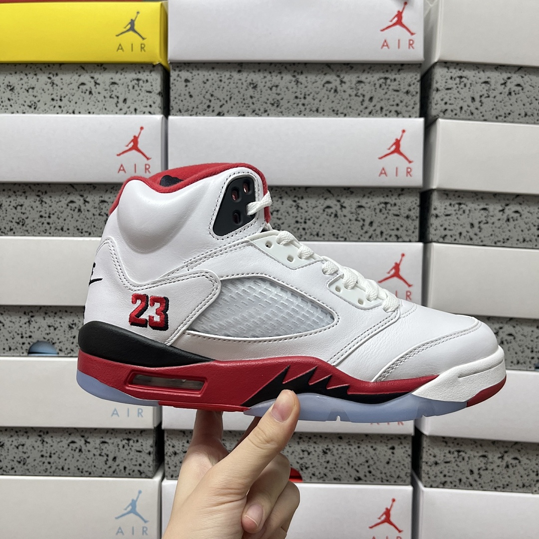 Nike Jordan 5 Retro Fire Red Black Tongue HQ7978-101 Flame - Image 7