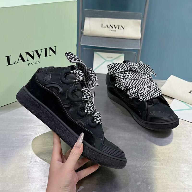 Lanvin FoShan Batch Lanvin Leather Curb Sneakers Three Generations