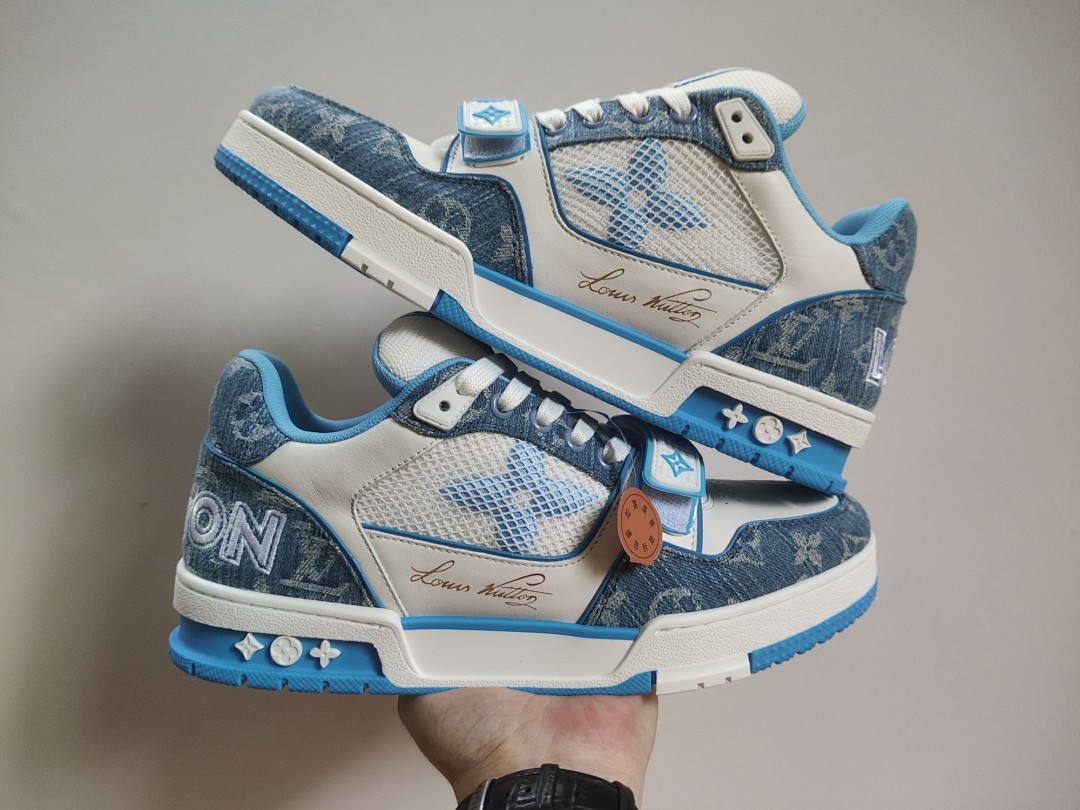 Louis Vuitton LV Trainer Monogram Denim Blue Velcro Strap