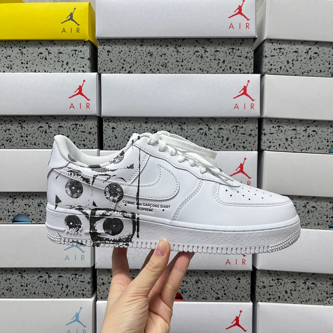 Nike Air Force 1 Low Supreme Comme Des Garcons Shirt CDG (White) - Image 9
