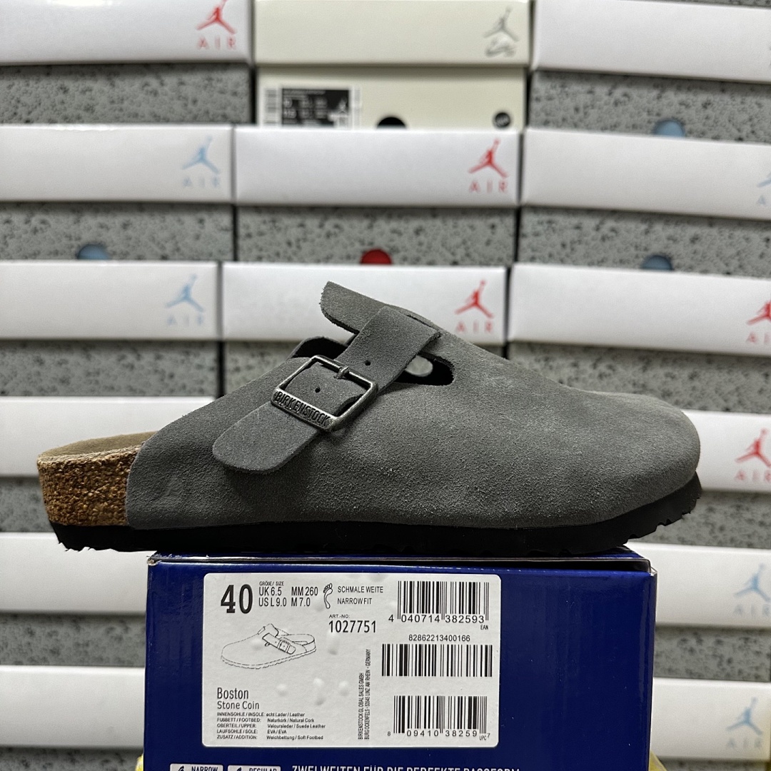 Birkenstock Birken Boston Soft Footbed Dark Grey Suede (Thick Leather)