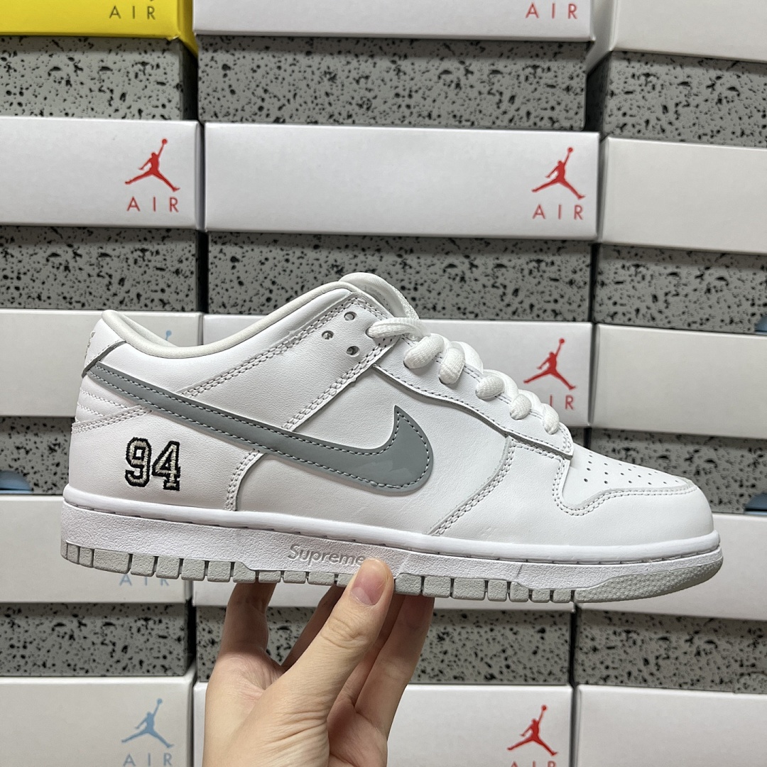 Nike SB Dunk Low Supreme 94 (White Metallic Silver) - Image 7