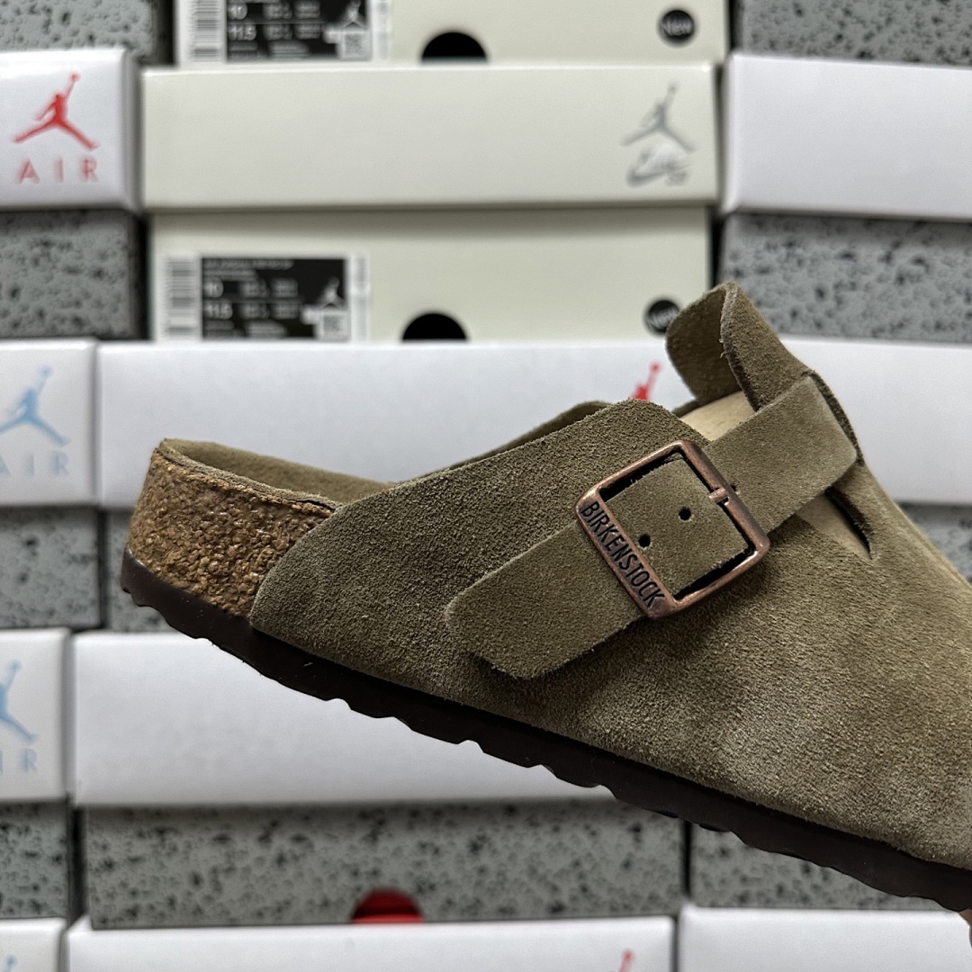 Birkenstock Birken Boston Soft Footbed Grey Green Suede (Thick Leather) - Image 6