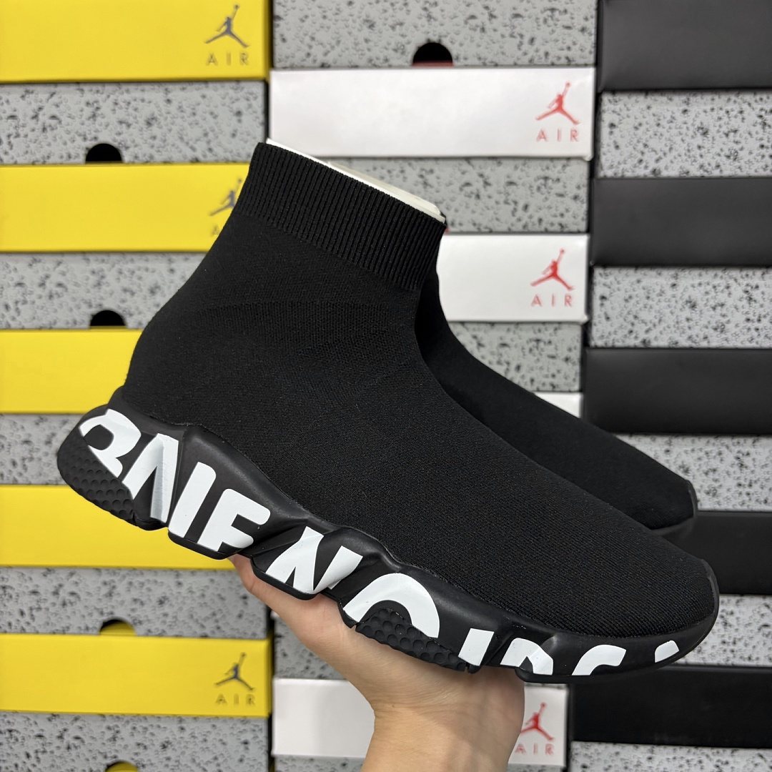Balenciaga Speed Graffiti Trainers Black Socks - Image 8