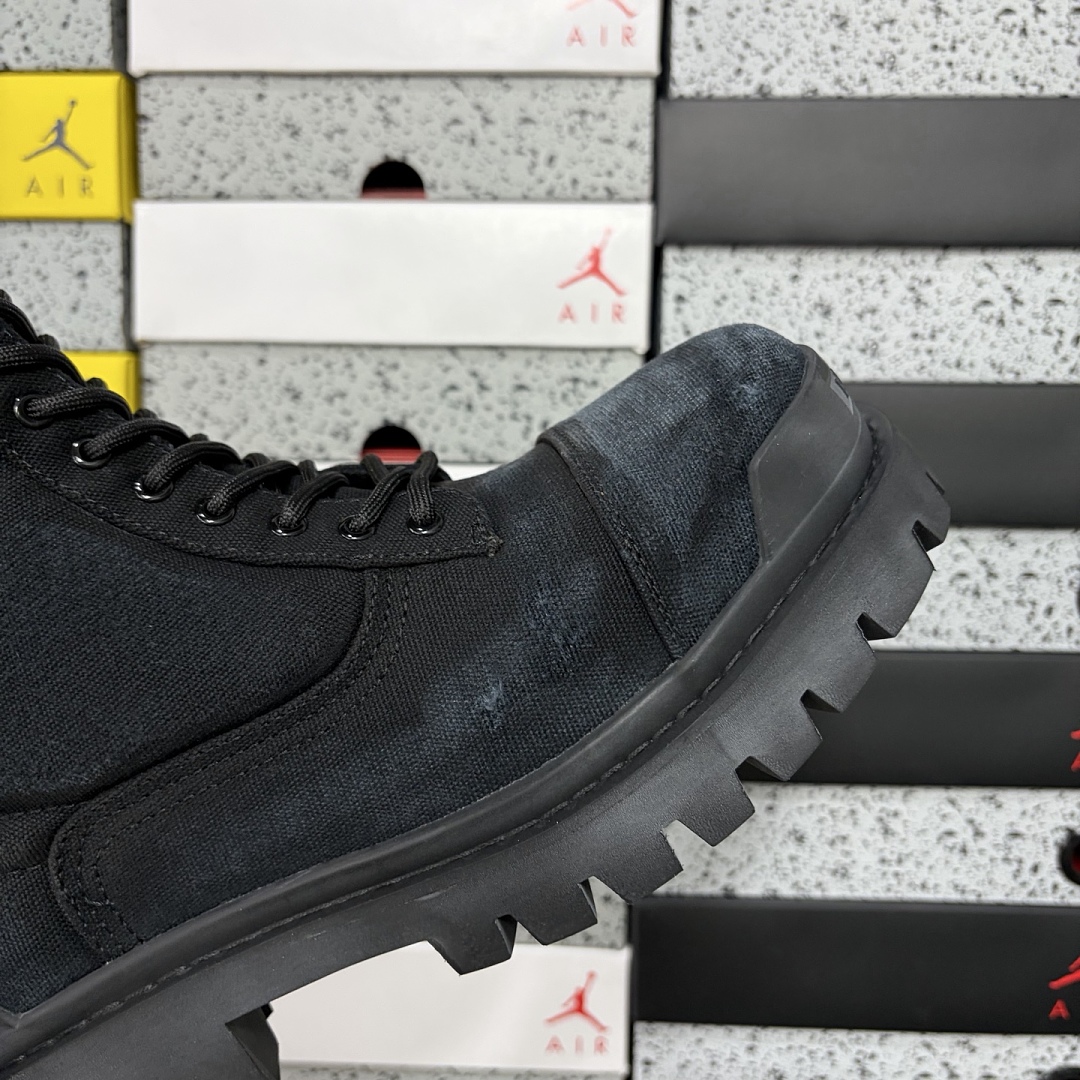 Balenciaga Combat Strike Boot Black Cotton Canvas - Image 3
