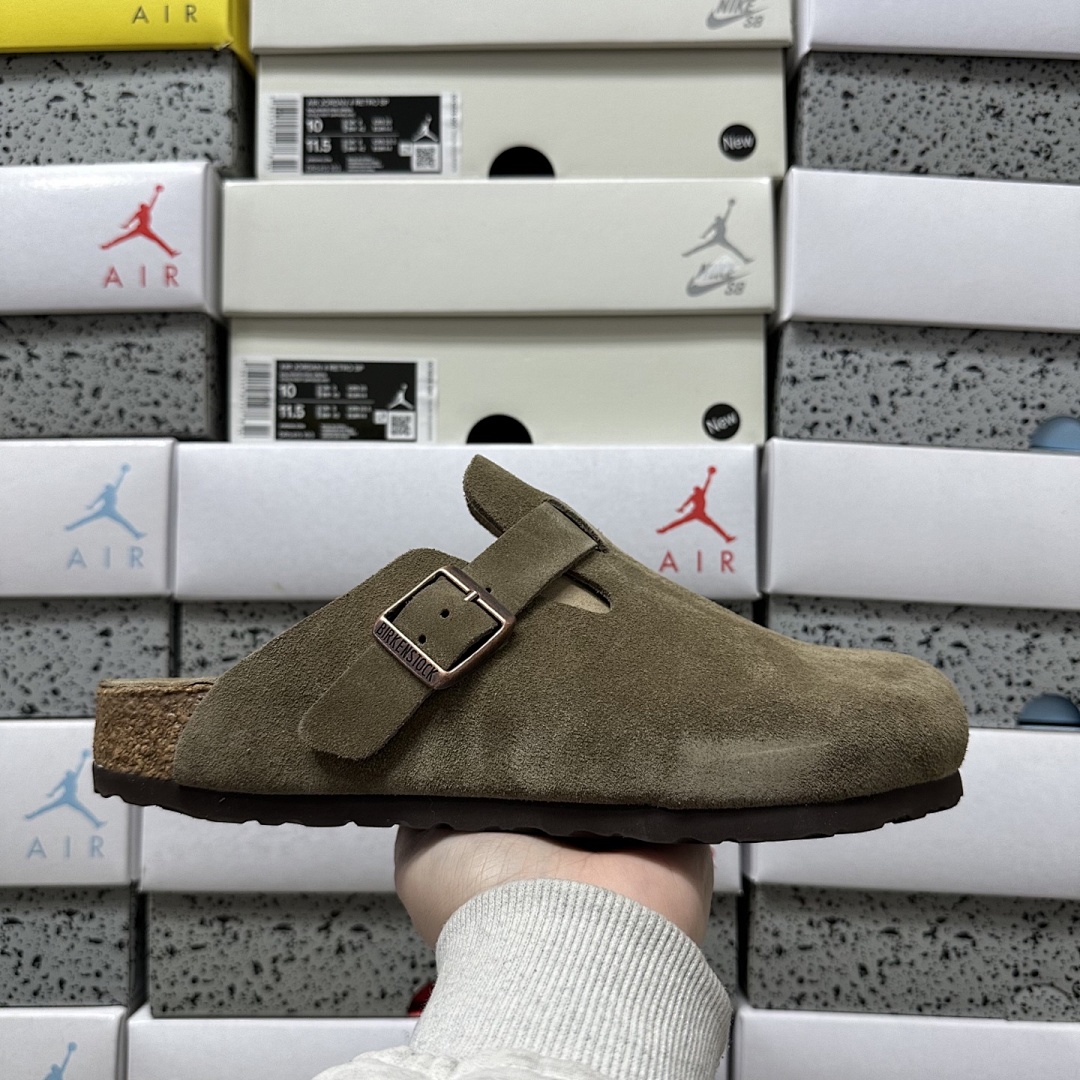 Birkenstock Birken Boston Soft Footbed Grey Green Suede (Thick Leather) - Image 7