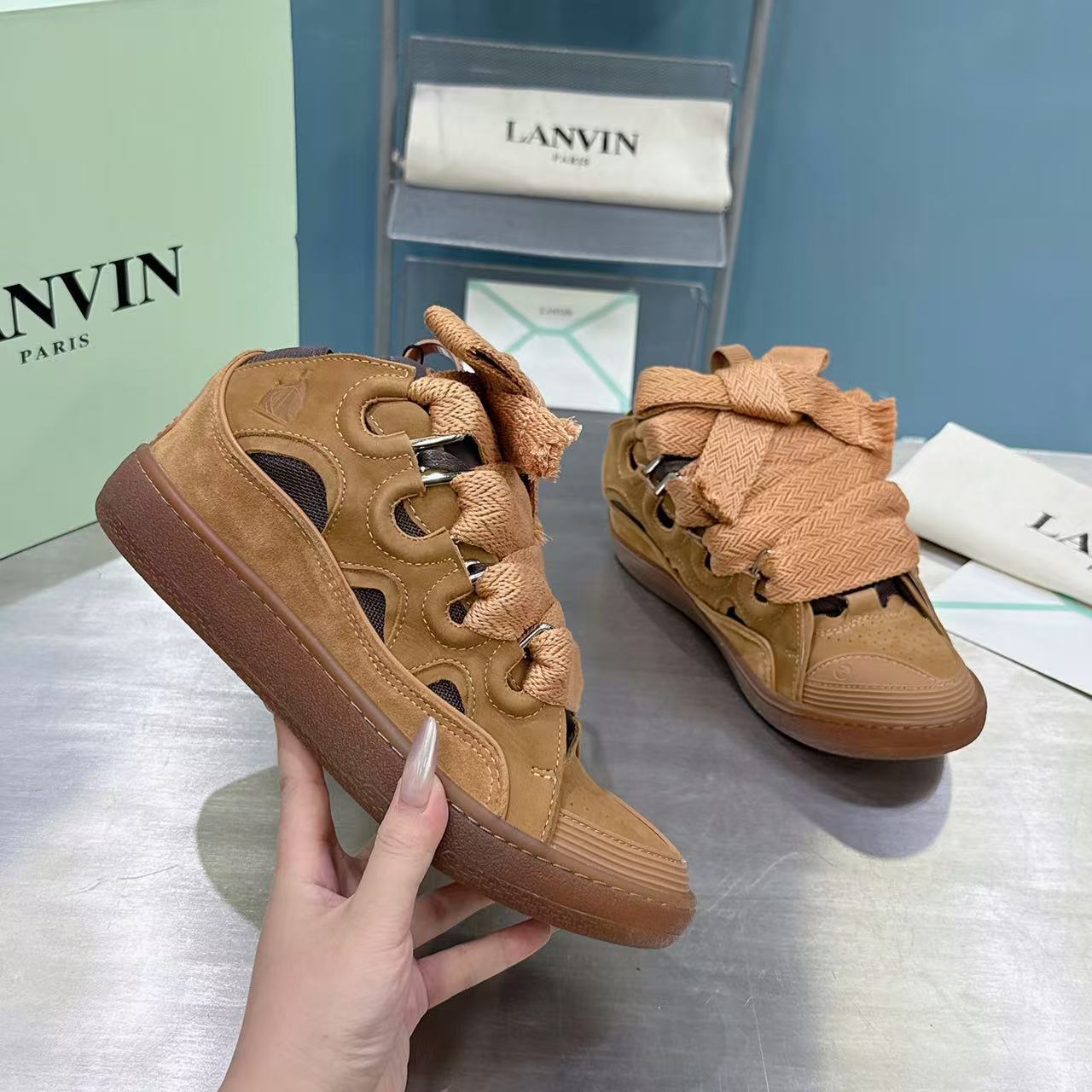 Lanvin FoShan Batch Lanvin Leather Curb Sneakers Three Generations - Image 10