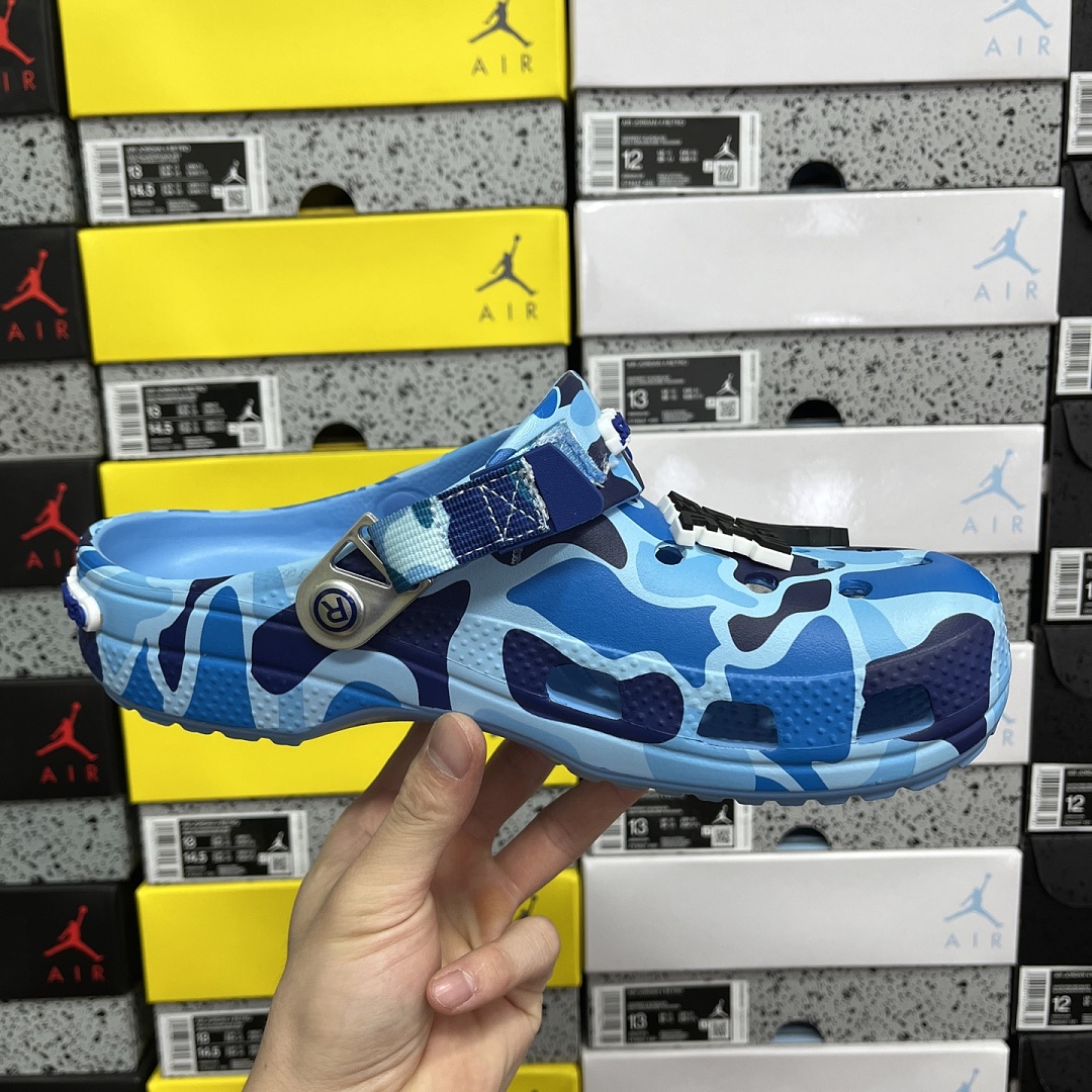 Crocs Classic Clog A Bathing Ape ABC Camo Blue Print - Image 7