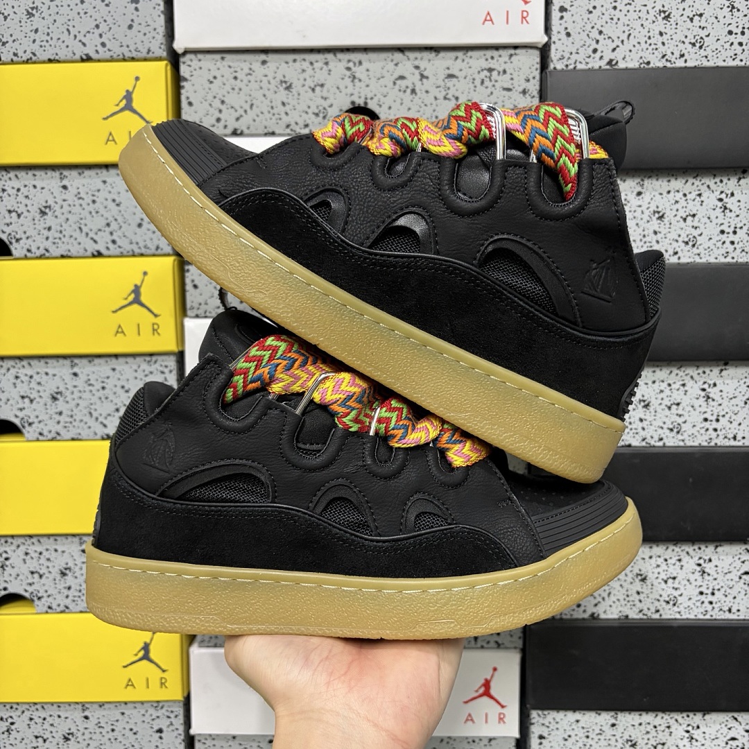 Lanvin Leather Curb Black Suede Color Lace Gum Sole DRAG‑A20 - Image 2