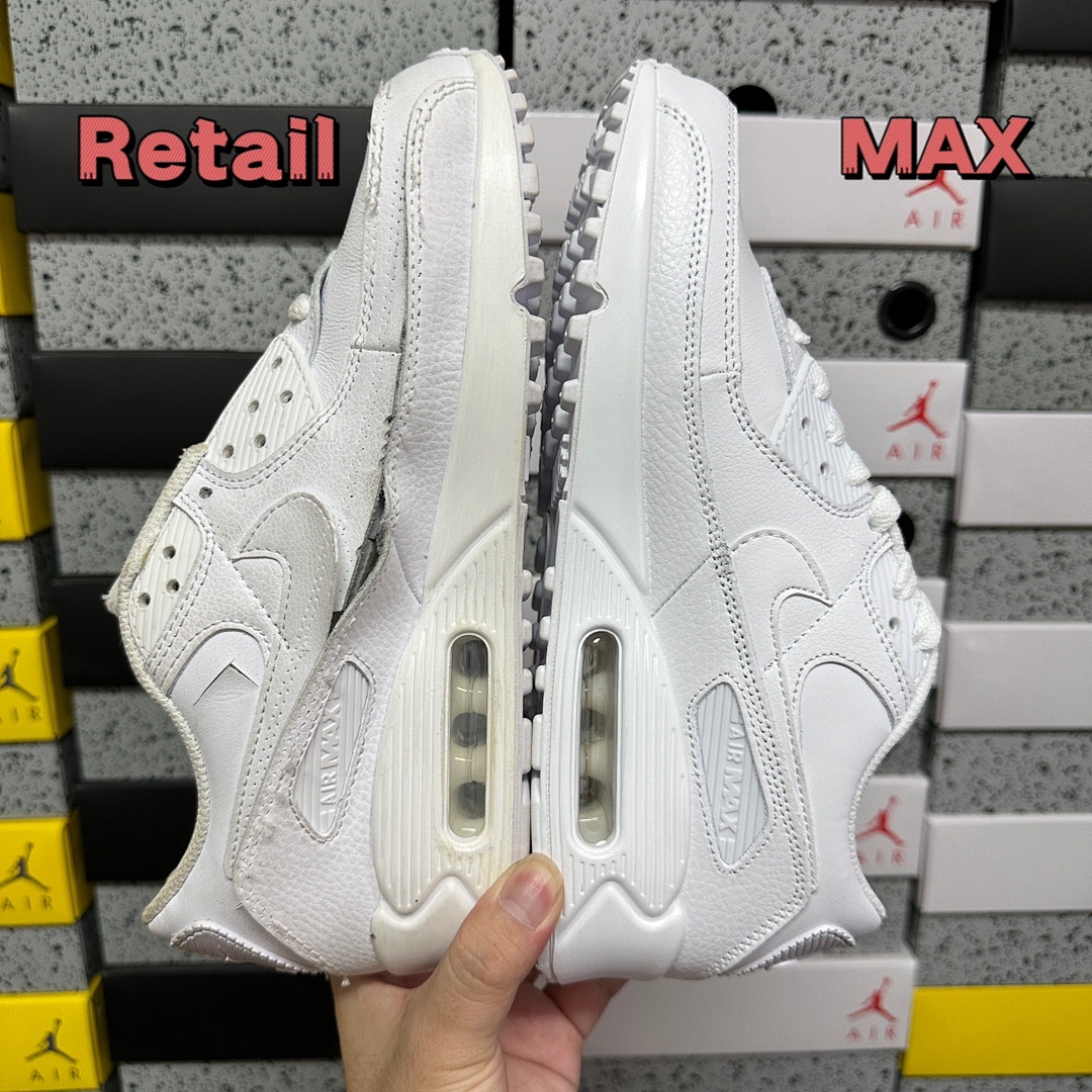 Nike Air Max 90 Leather Triple White CZ5594-100 - Image 9