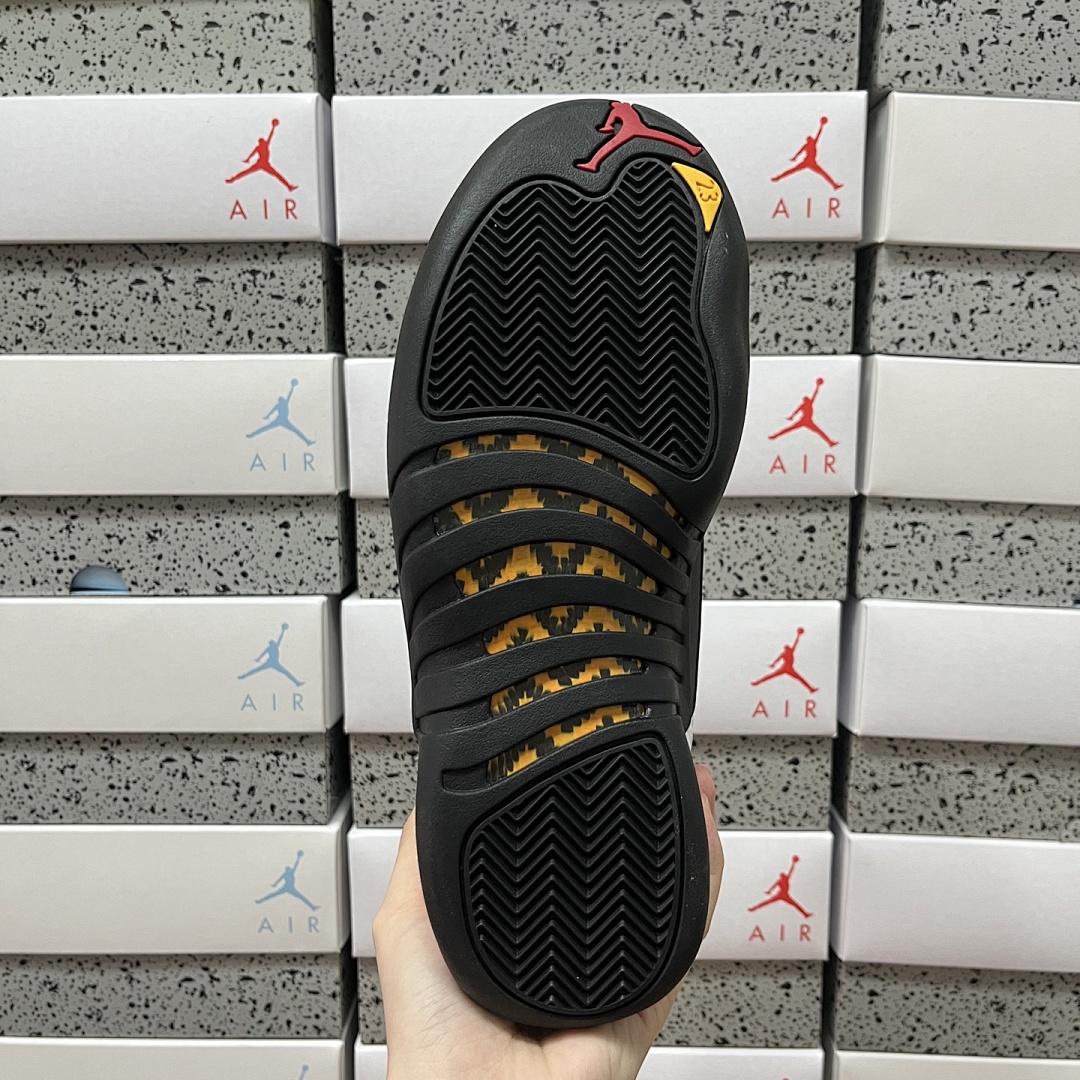 Nike Jordan 12 Retro Taxi CT8013-117 Black White Gold Buckle - Image 3