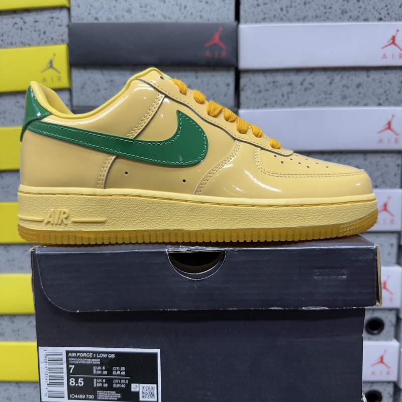 Nike Air Force 1 Low Patent Leather Topaz Gold Pine (Green)