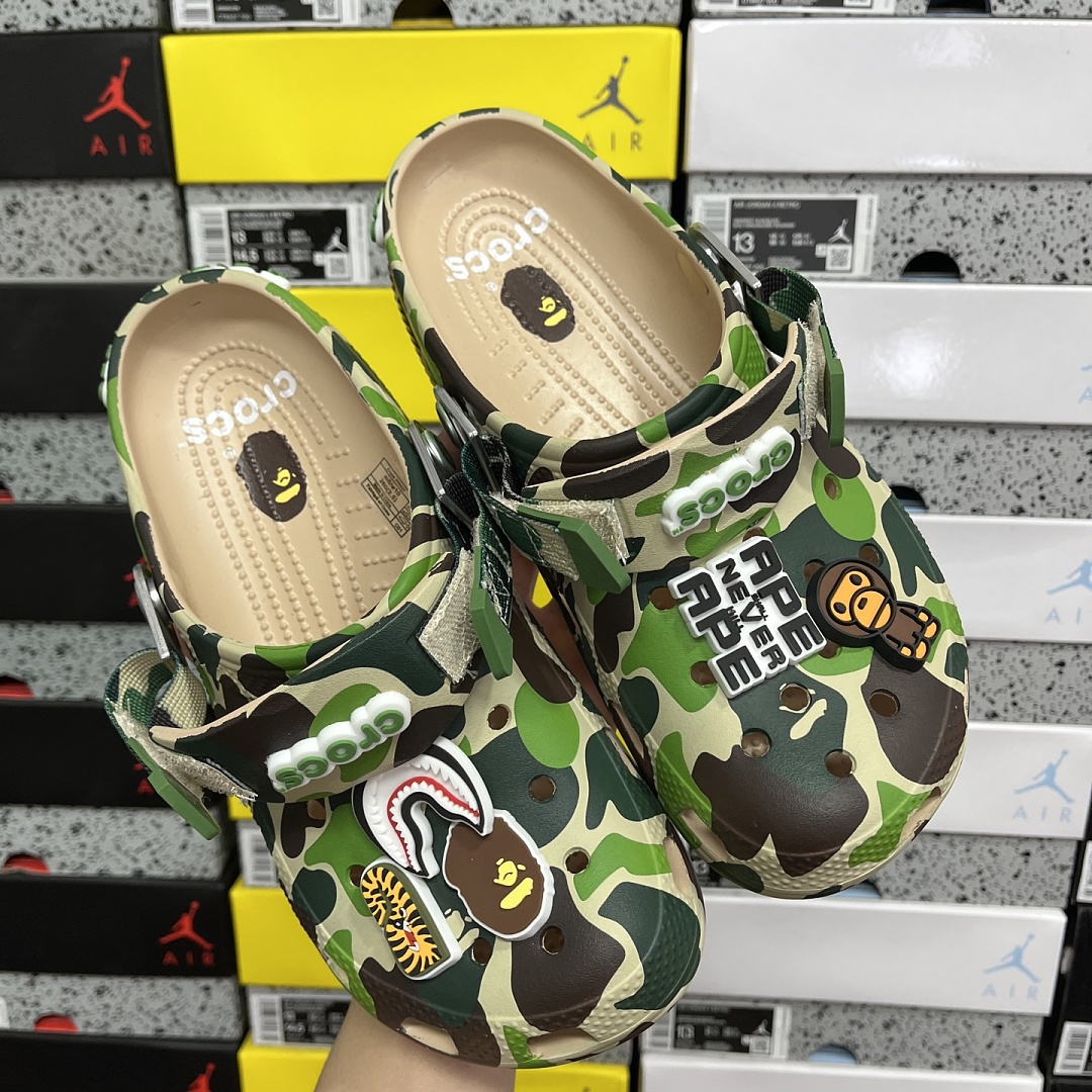 Crocs Classic Clog A Bathing Ape ABC Camo Green Print - Image 8