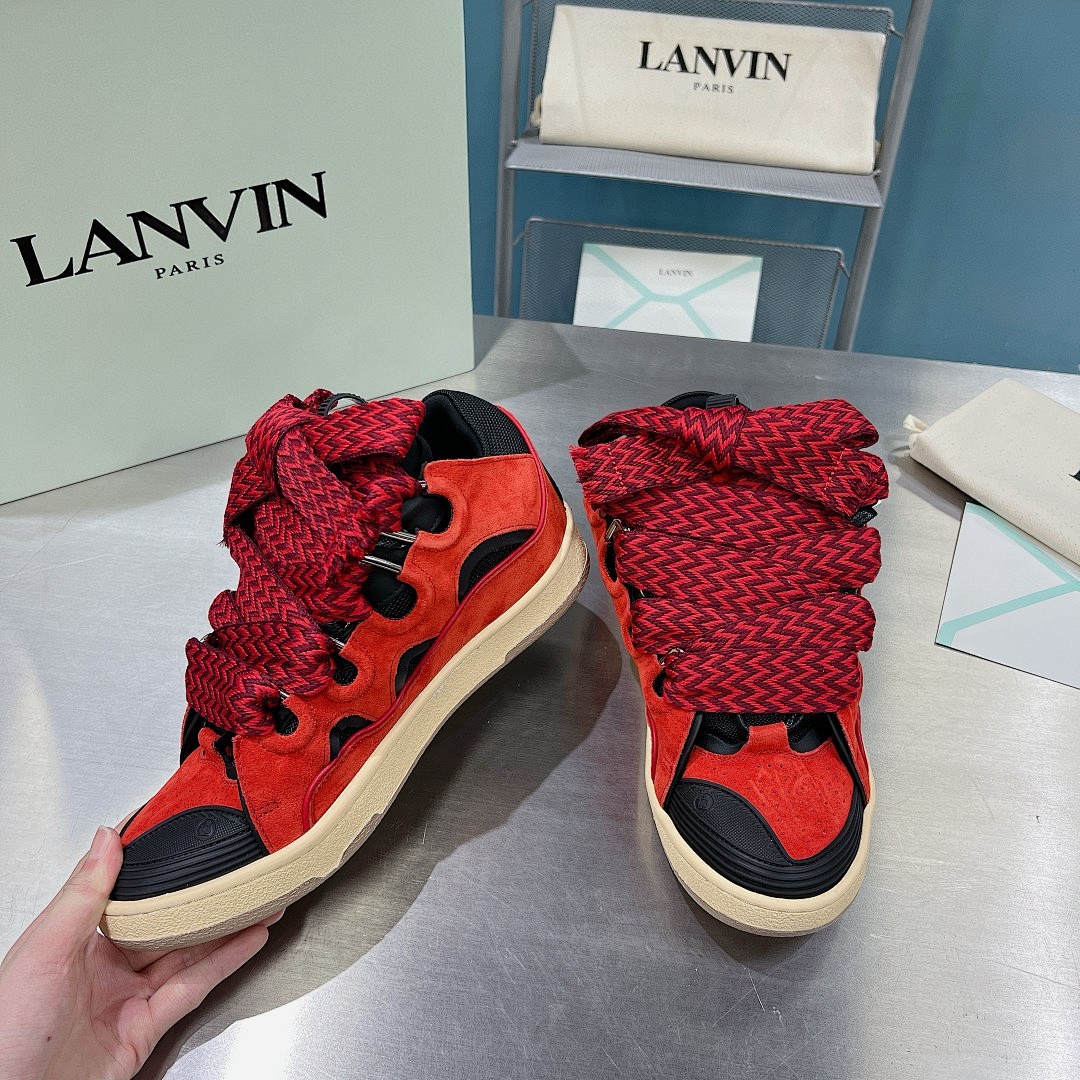 Lanvin FoShan Batch Lanvin Leather Curb Sneakers Three Generations