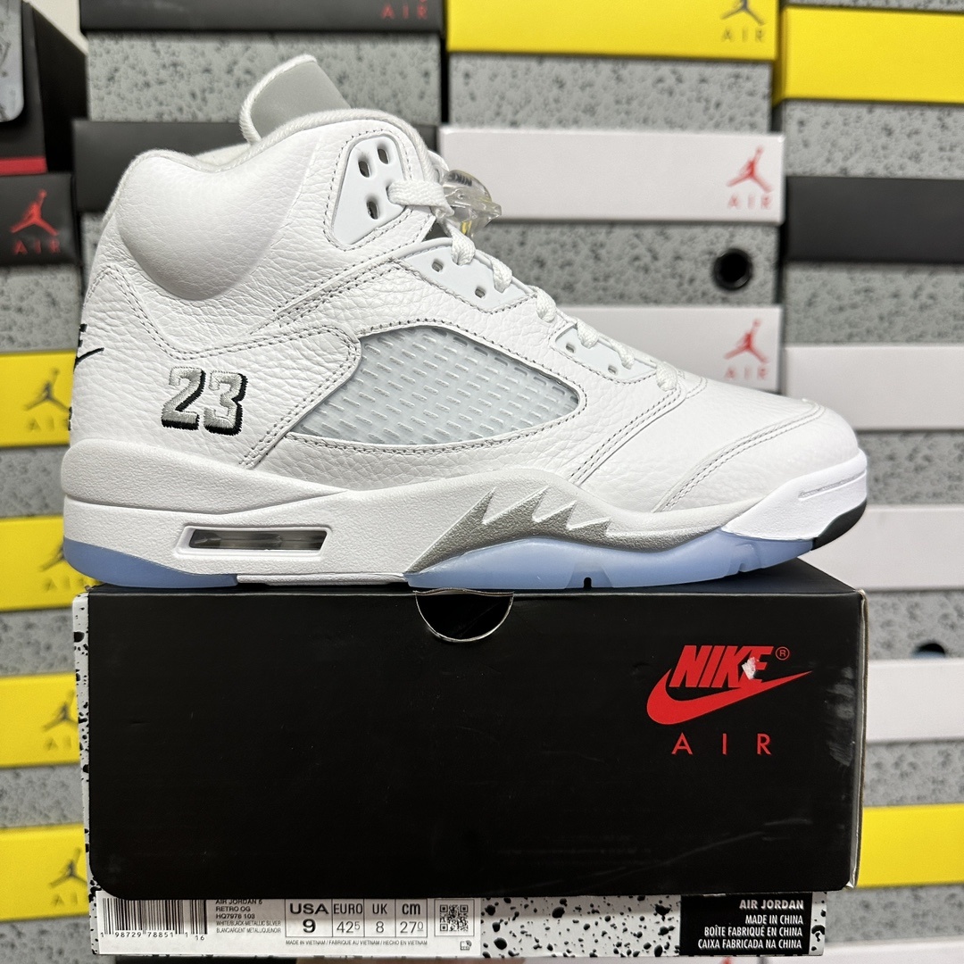 Nike Jordan 5 Retro White Metallic HQ7978-103 (Silver) - Image 11