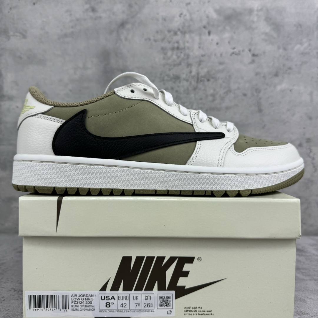 Chanel Jordan 1 Retro Low Golf Travis Scott Neutral (Olive) - Image 9