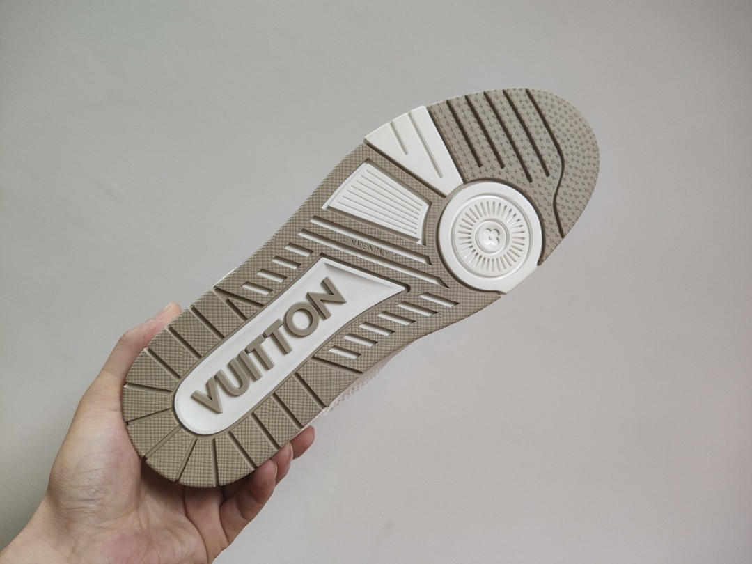 Louis Vuitton LV Trainer Beige White Apricot Velcro Strap - Image 9