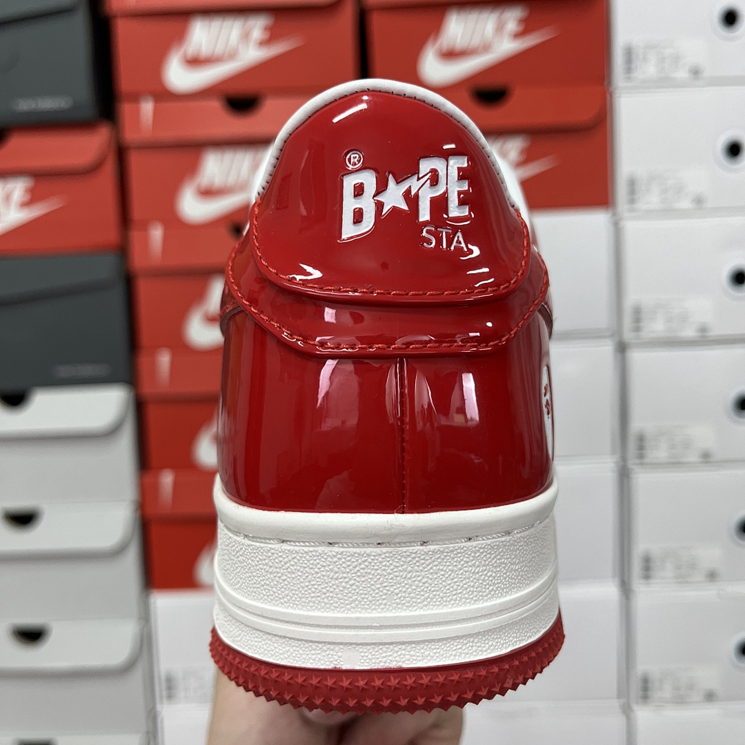 Bape A Bathing Ape Bape Sta Patent Leather (White Red) - Image 7
