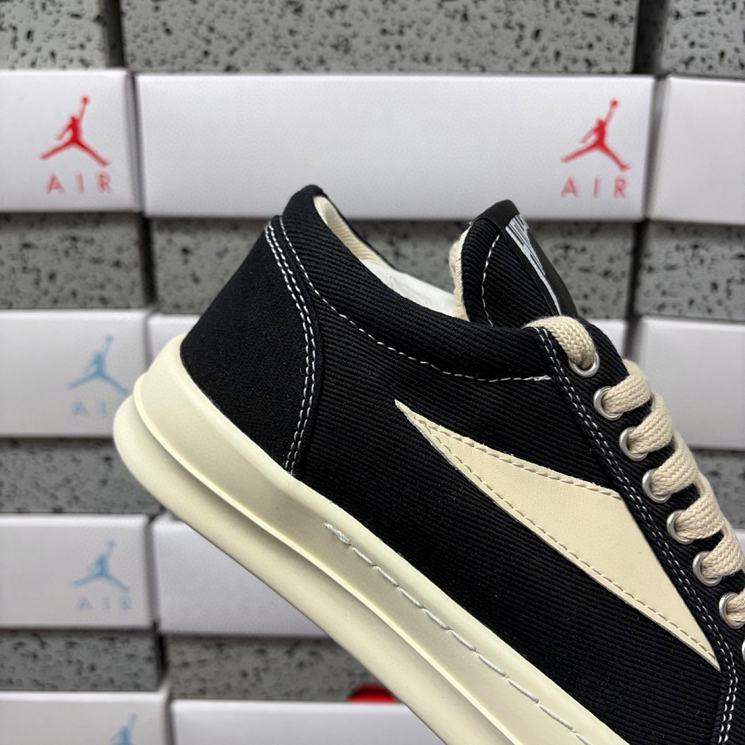 Rick Owens Vintage Sneaks Collab Black Canvas - Image 7