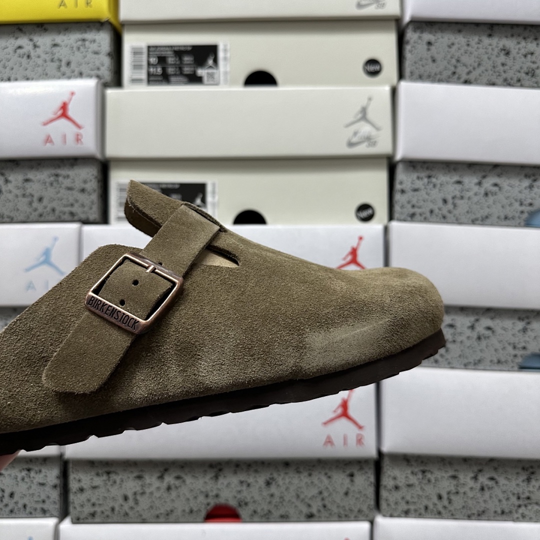 Birkenstock Birken Boston Soft Footbed Grey Green Suede (Thick Leather) - Image 4