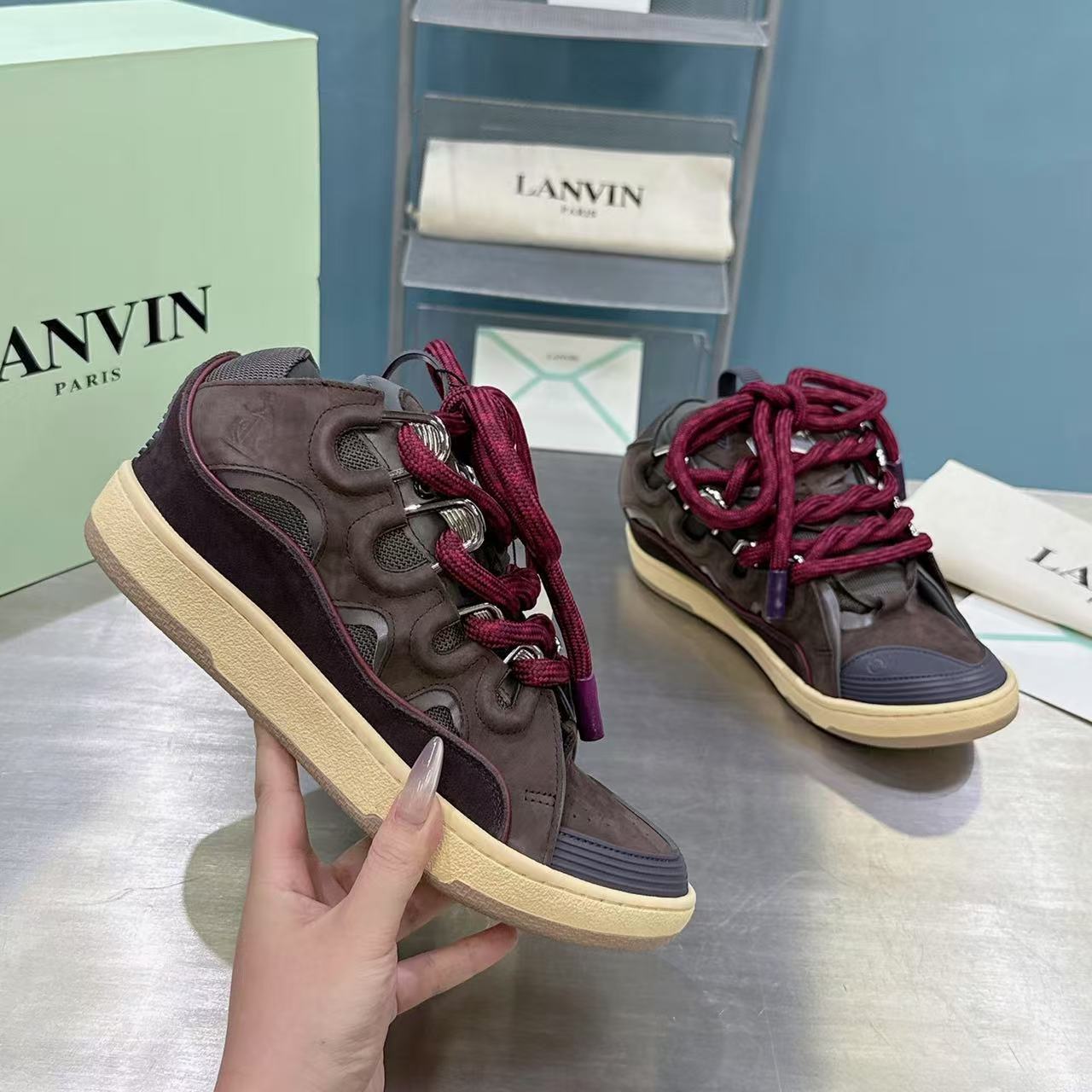 Lanvin FoShan Batch Lanvin Leather Curb Sneakers Three Generations - Image 10
