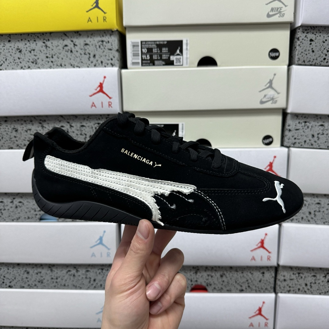 Balenciaga Speedcat Suede (Distressed Black White) - Image 10