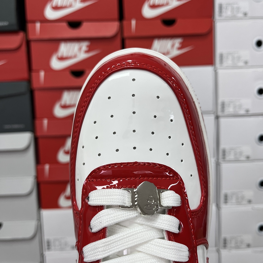 Bape A Bathing Ape Bape Sta Patent Leather (White Red) - Image 3