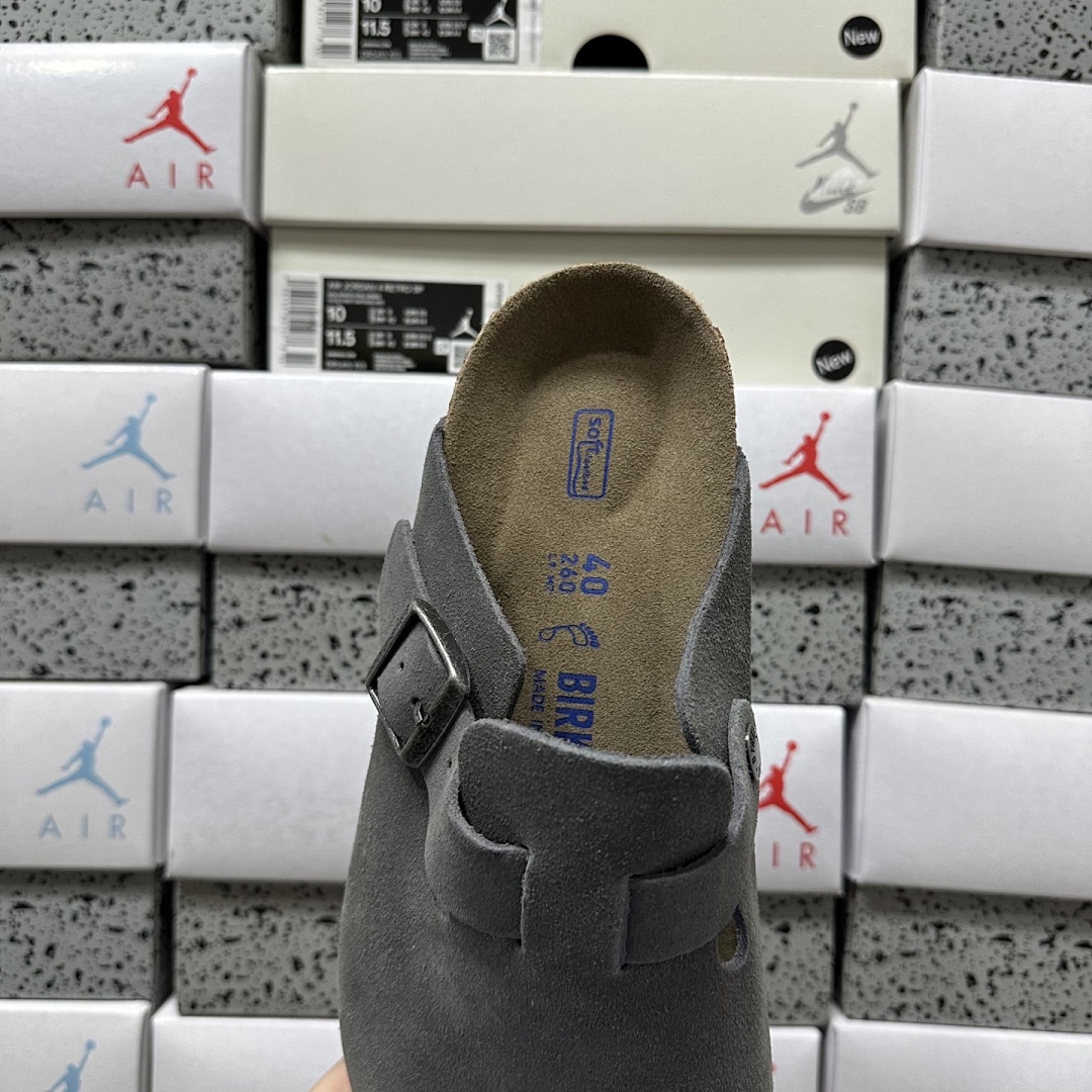 Birkenstock Birken Boston Soft Footbed Dark Grey Suede (Thick Leather) - Image 4
