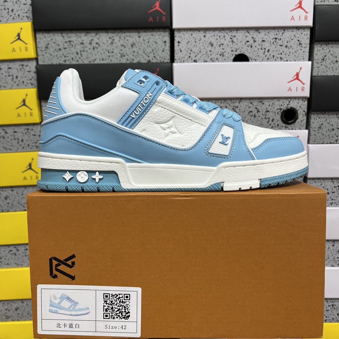 Louis Vuitton Trainer (Khaki Blue White) - Image 10