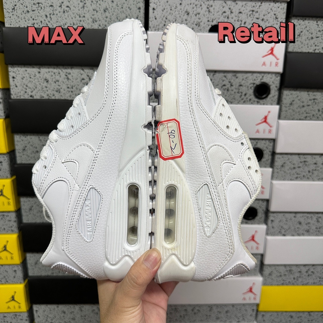 Nike Air Max 90 Leather Triple White CZ5594-100 - Image 8