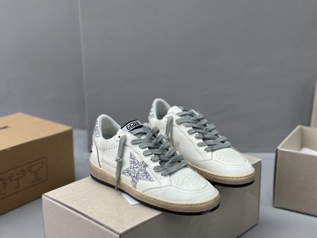 Golden Goose Deluxe Brand White Leather Silver Star - Image 9
