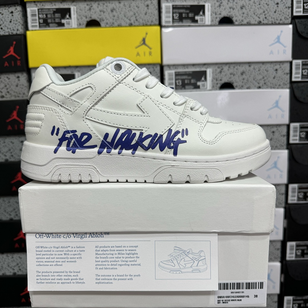 Off-White Out Of Office OOO "For Walking" Low Tops (White Blue) - Image 3