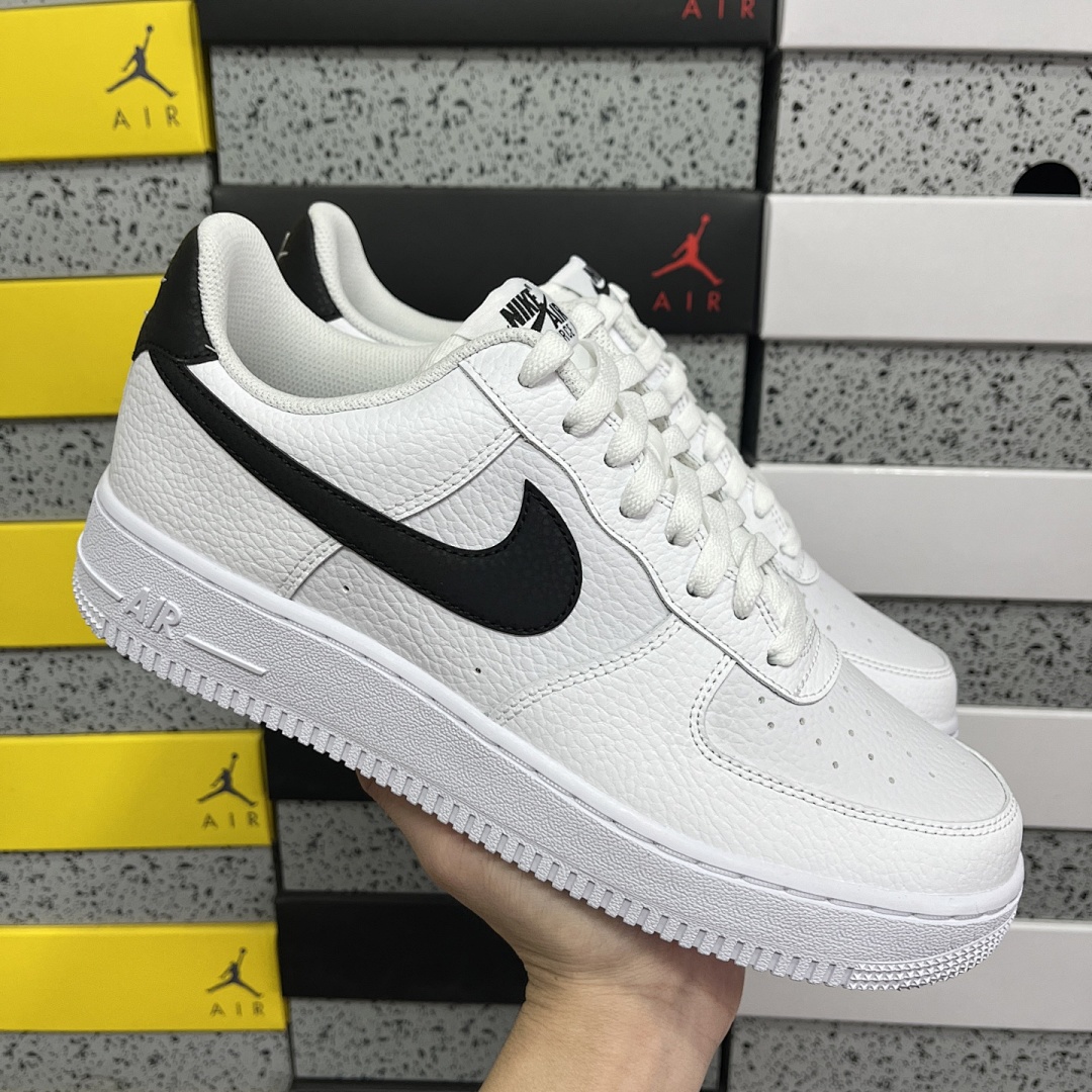 Nike Air Force 1 Low '07 White Black Pebbled Leathe - Image 2