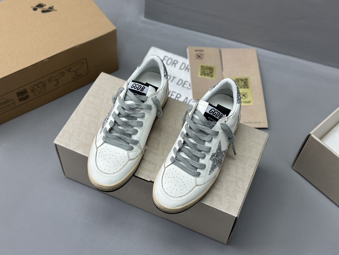 Golden Goose Deluxe Brand White Leather Silver Star - Image 5
