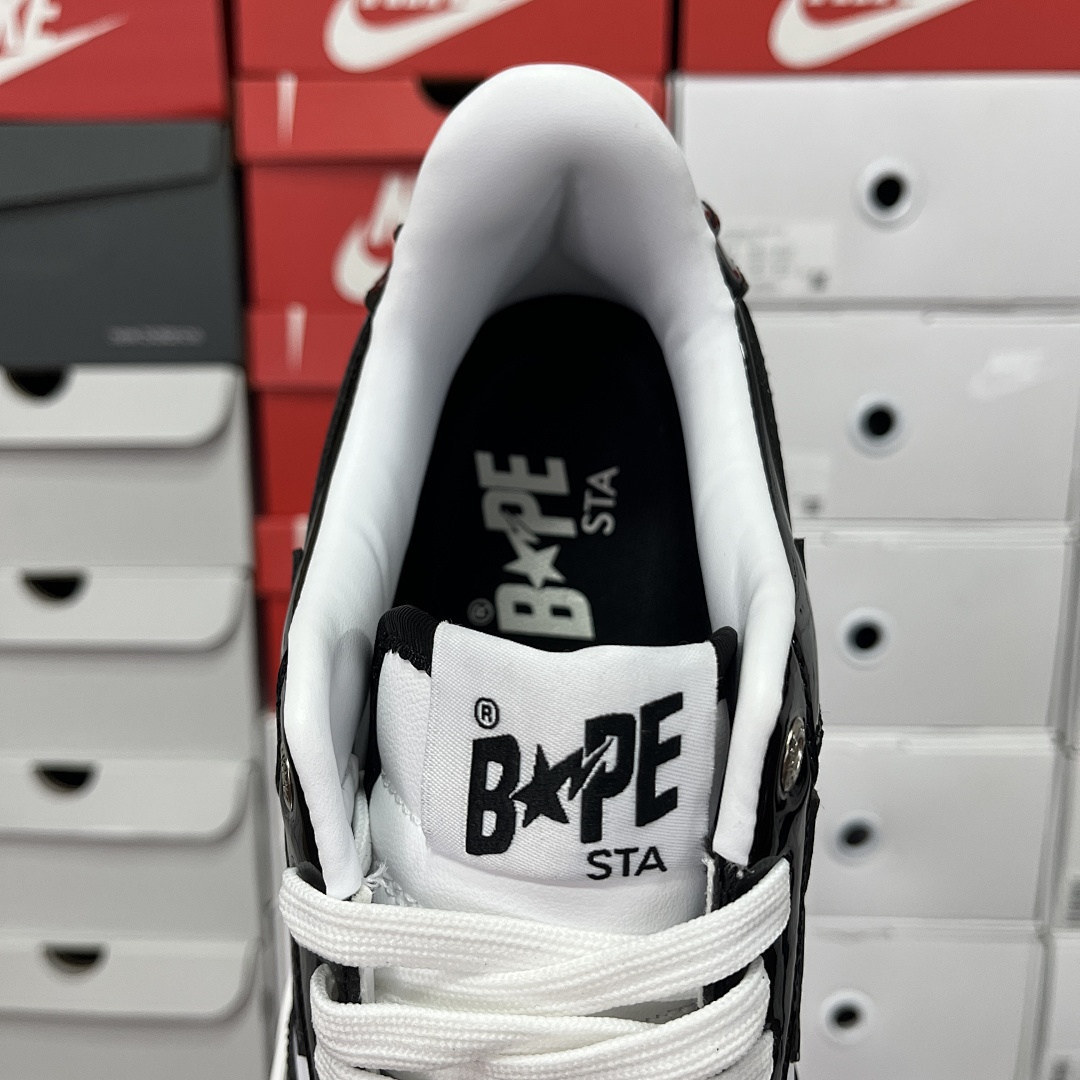 Bape A Bathing Ape Bape Sta Patent Leather (Black White) - Image 5