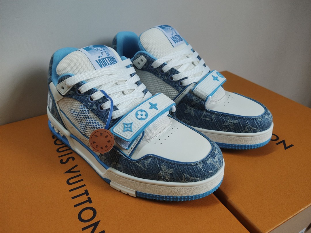 Louis Vuitton LV Trainer Monogram Denim Blue Velcro Strap - Image 2