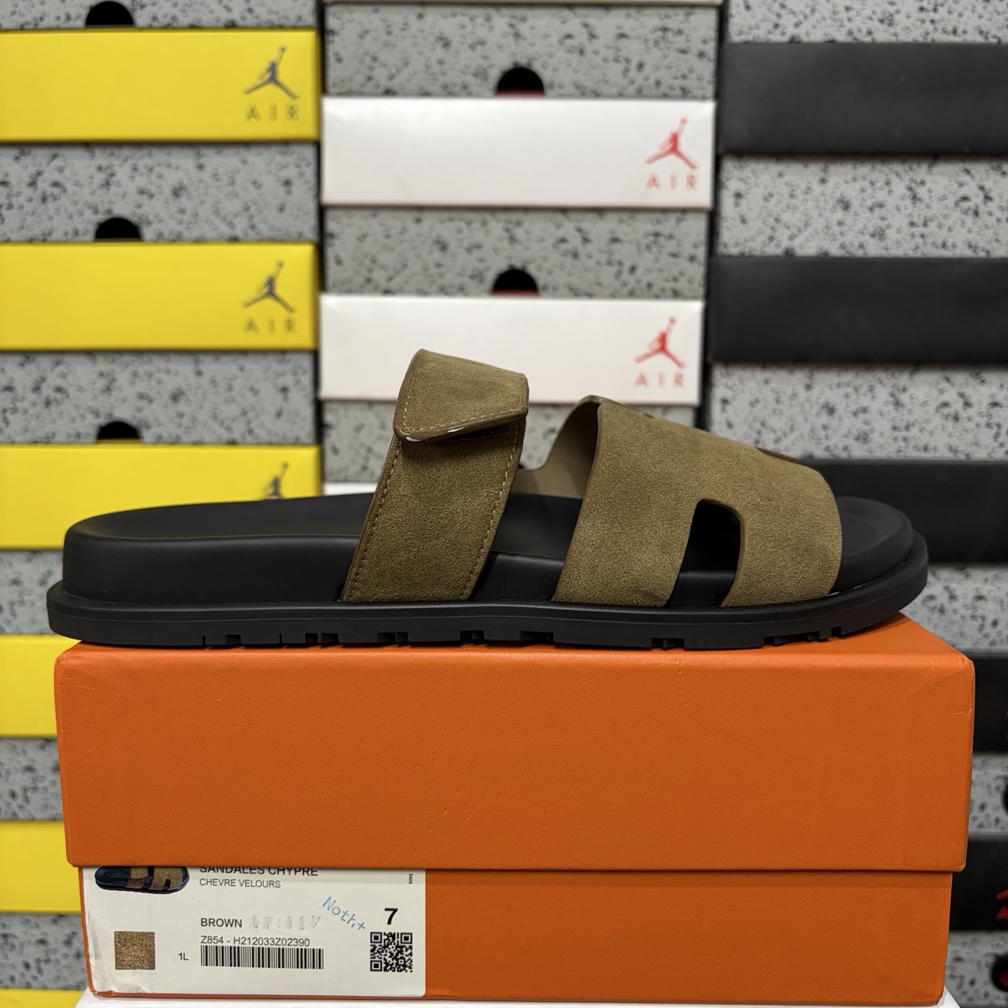Hermes Chypre Sandal Brown Black / Suede - Image 10
