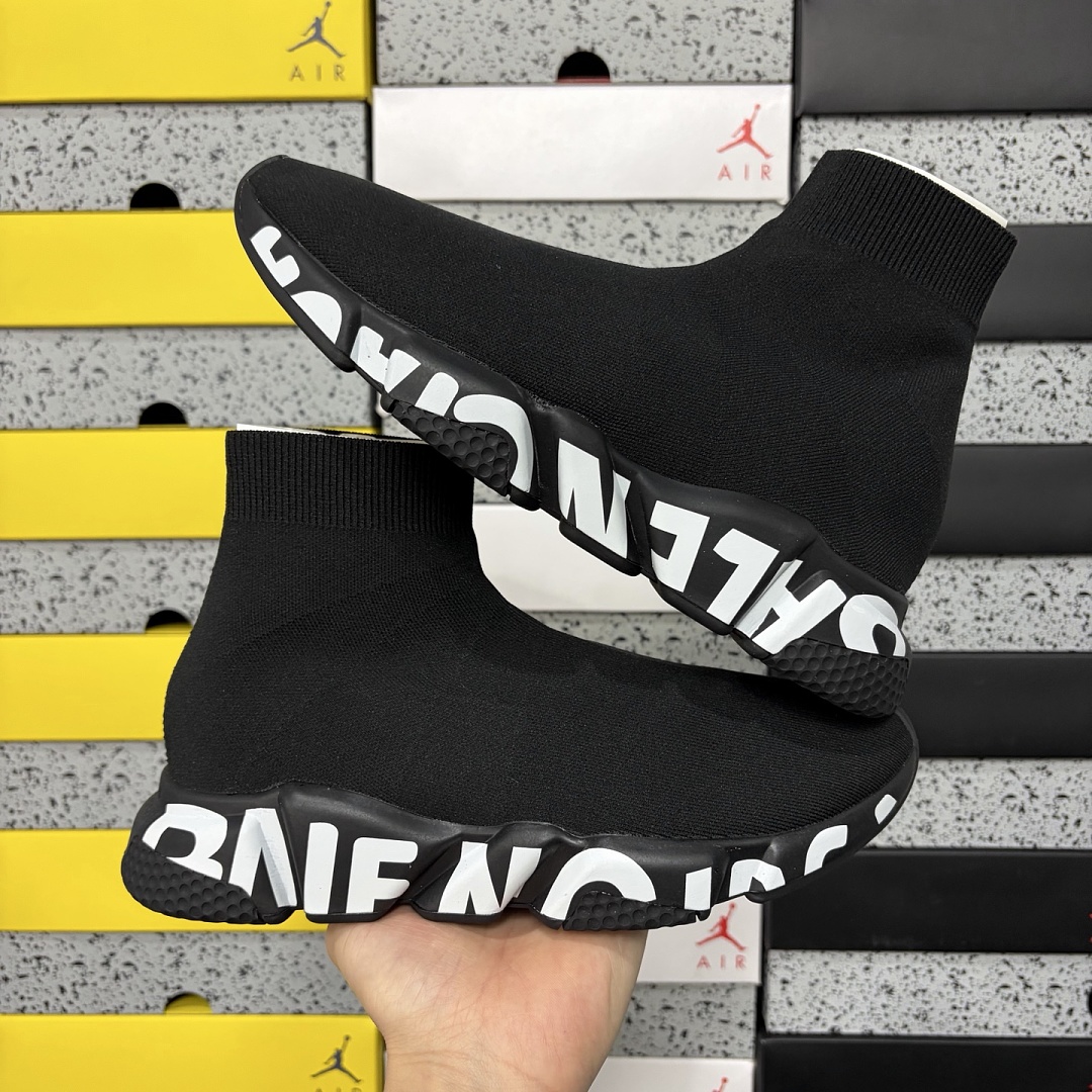Balenciaga Speed Graffiti Trainers Black Socks - Image 10