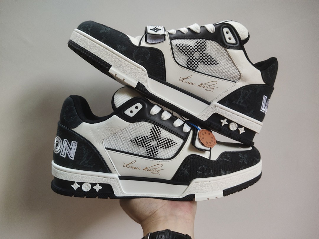 Louis Vuitton LV Trainer Velcro Strap Monogram Denim (Black White)