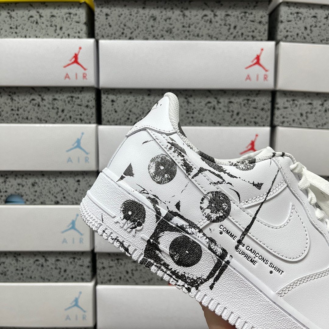 Nike Air Force 1 Low Supreme Comme Des Garcons Shirt CDG (White) - Image 7