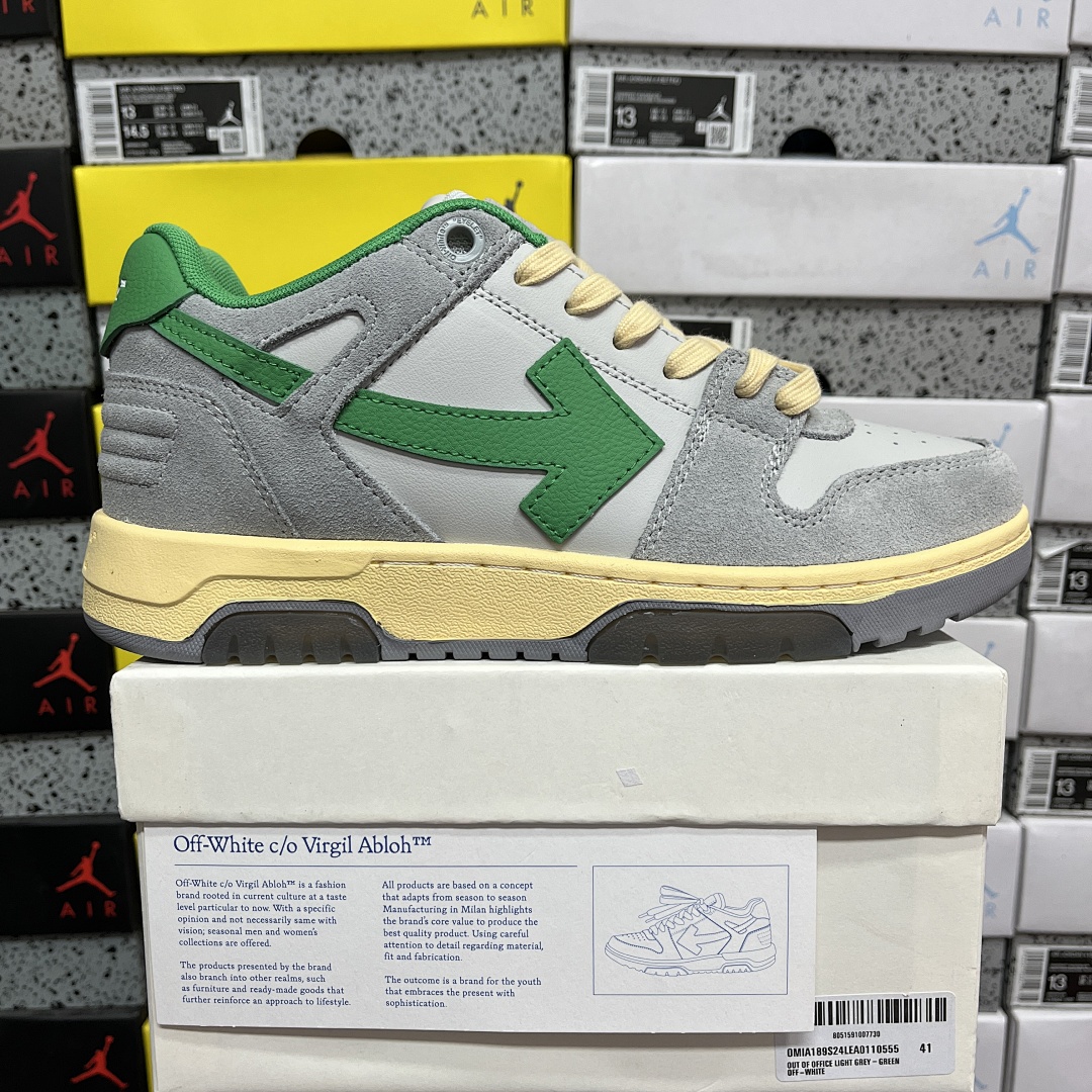 Off-White Out Of Office OOO Low Tops (Light Grey Green)